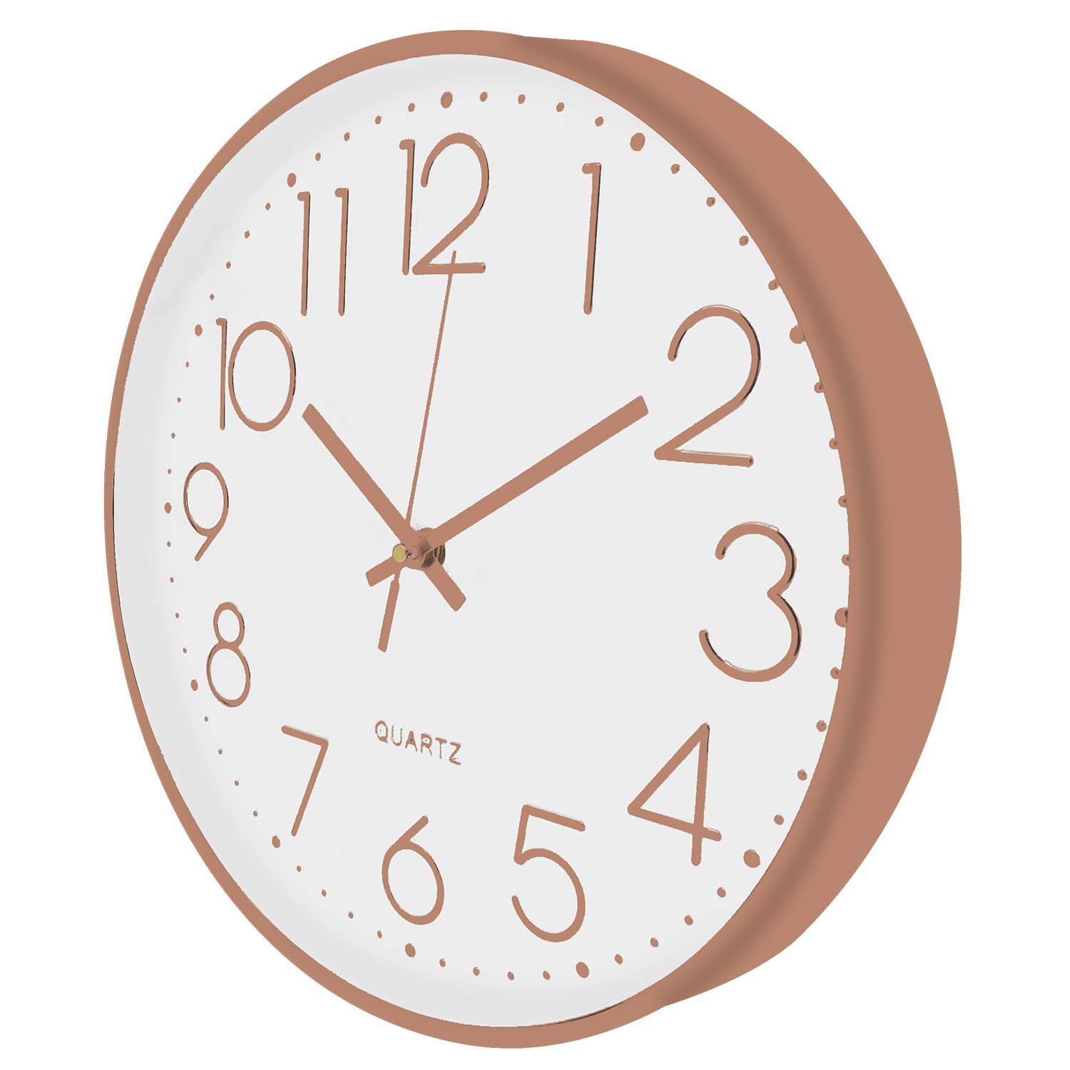 October Elf 12 Inch Wall Clock Non-ticking Silent Round Modern Decorative Large Arabic Number Clock for Bedrooms Office Kitchen Gym Living Room Kitchen(White Rose Gold) - Image 2