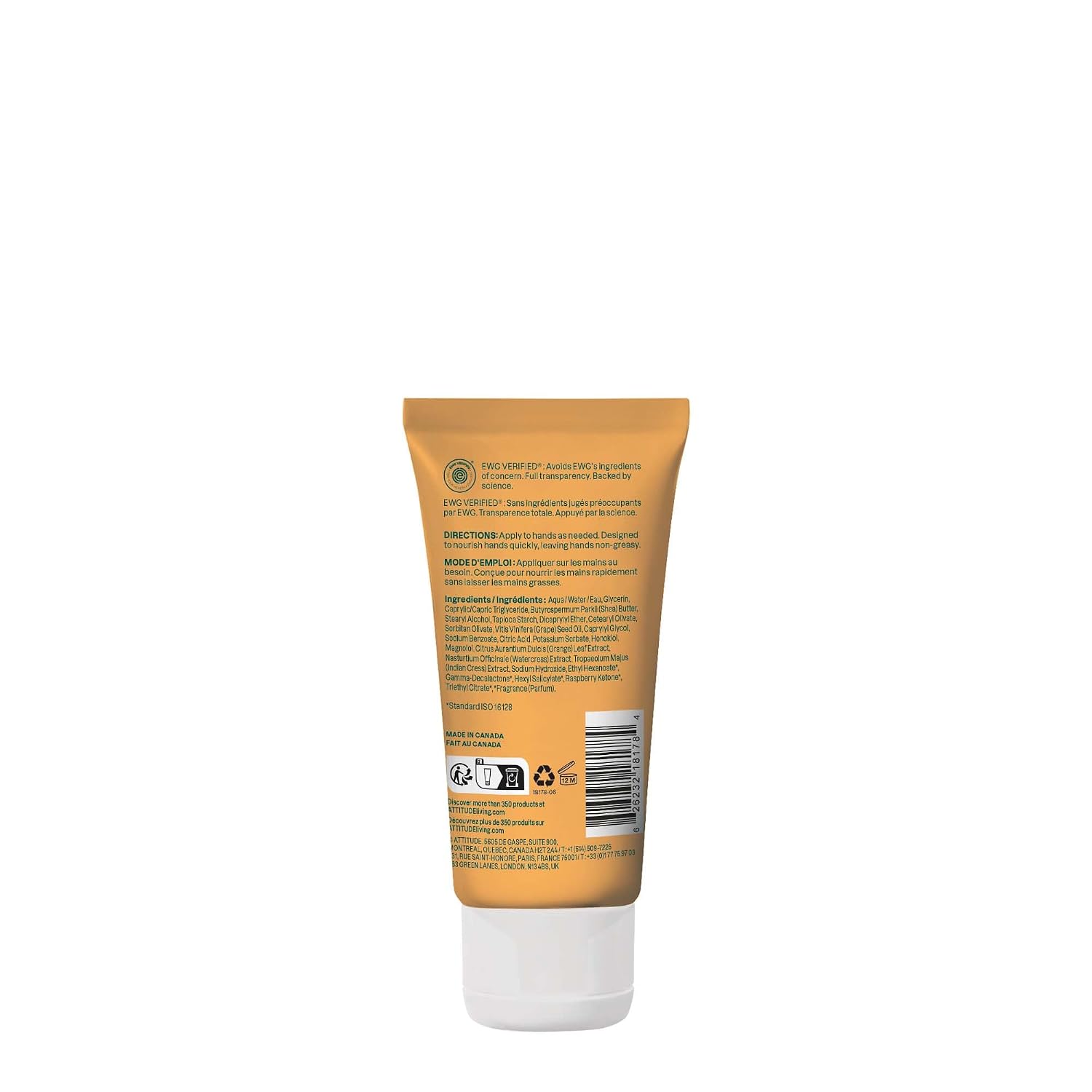 ATTITUDE Hand Cream, EWG Verified, Plant and Mineral-Based, Vegan Personal Care Products, Orange Blossom & Eucalyptus Scent, 2.5 Fl Oz