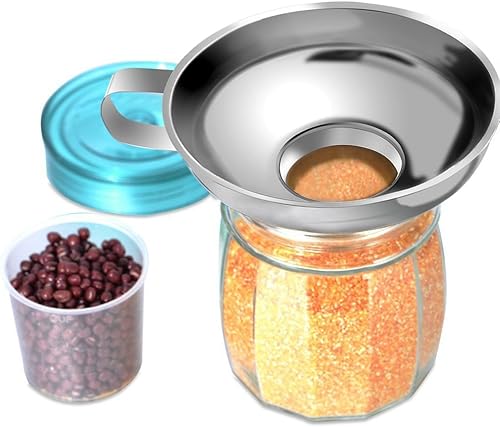 Miniatura 15 de Embudo de cocina de acero inoxidable de grado alimenticio con filtro para transferir ingredientes líquidos y secos, color plateado Mini embudo-3
