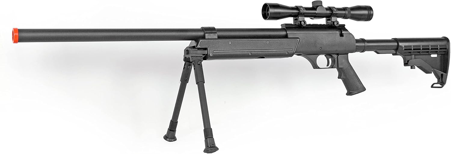 BBTAC Airsoft Sniper Rifle M14 Airsoft Gun BT-M1602 Spring Operated with Red Dot Scope
