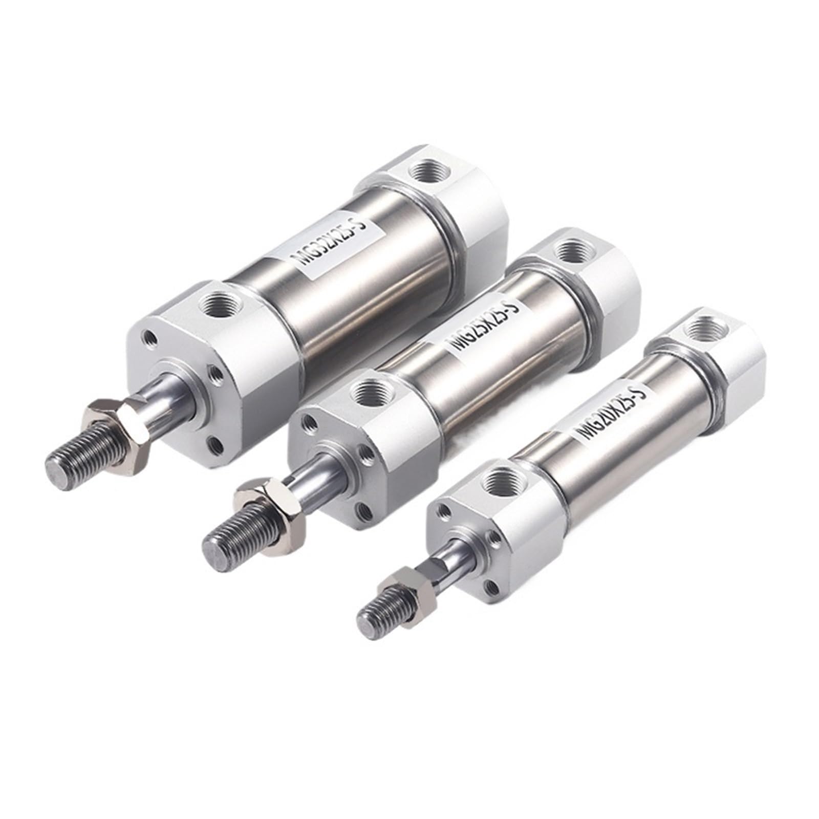 1pcs20/25/32/40 Bore Stainless Steel Pneumatic Mini Cylinder 25-250mm Stroke Air Pressure Miniature Double Acting Cylinders(125mm Stroke,25mm Bore)