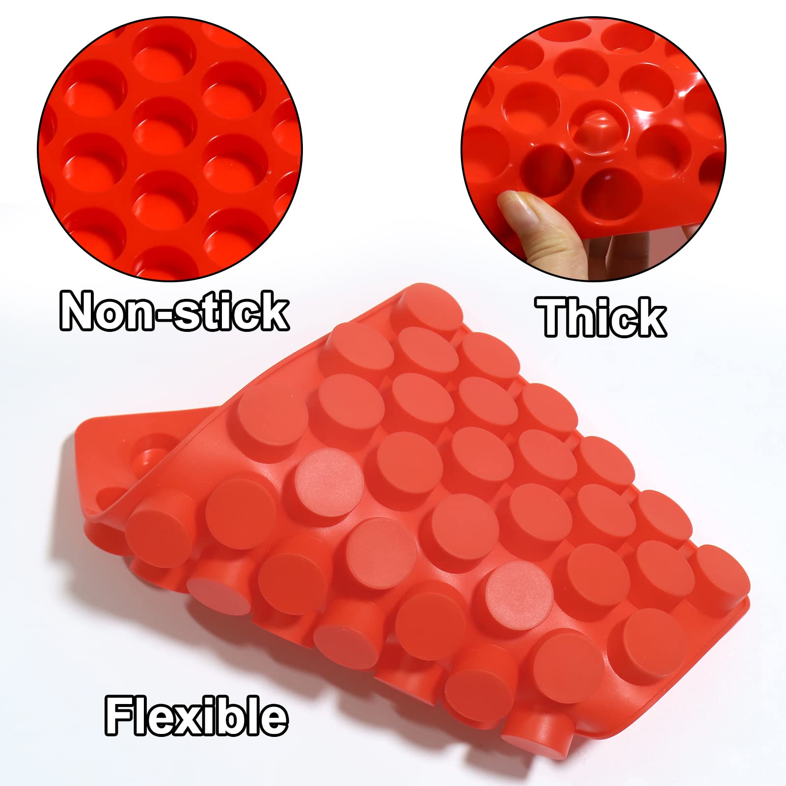 ionEgg Stampi cilindrici in silicone a 15 cavità, antiaderenti, per pasticceria, mini sapone, caramelle, dessert, cubetti di ghiaccio e artigianato, flessibili e durevoli