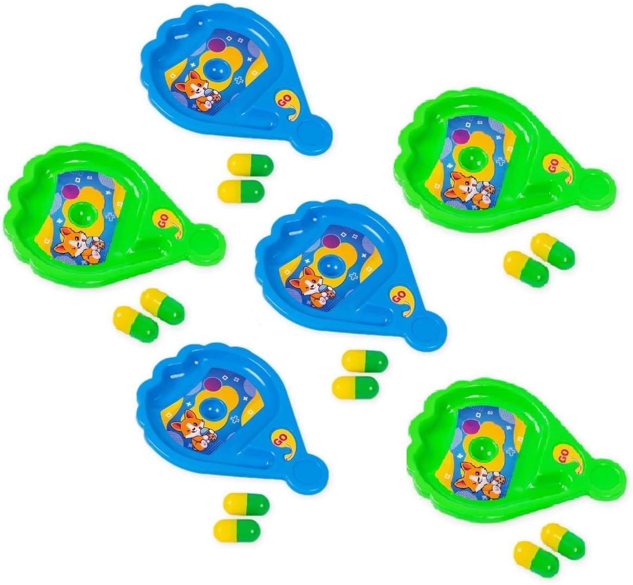 Laxmi Collection 6 Pcs Magic Jumping Bean Capsule Fumble Tumble Fun Toy Birthday Return Gift for Kids Boys Girls in Bulk Multicolor (Pack of 6)