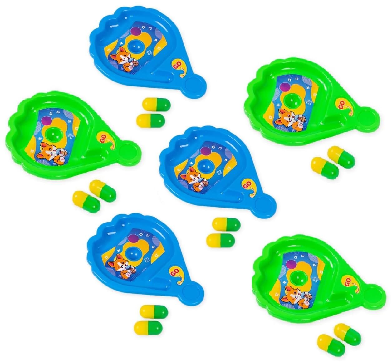 Laxmi Collection 6 Pcs Magic Jumping Bean Capsule Fumble Tumble Fun Toy Birthday Return Gift for Kids Boys Girls in Bulk Multicolor (Pack of 6)