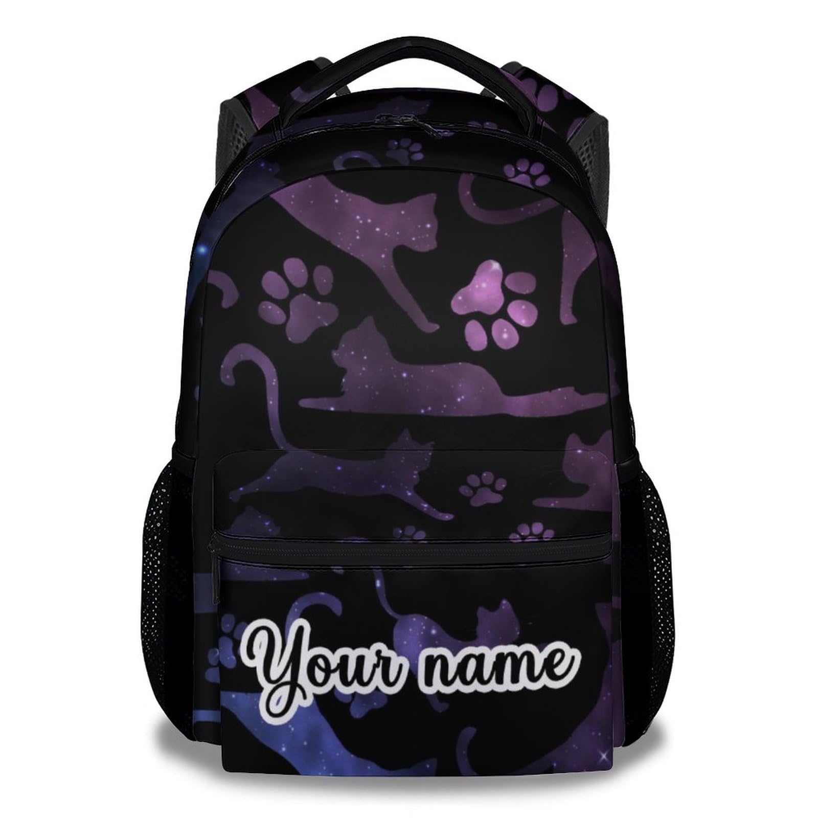 Personalized Cat Backpack for Girls Boys, 16 Inch Cat Theme Bookbag with Adjustable Straps, Durable, Lightweight, School Bag with Large Capacity