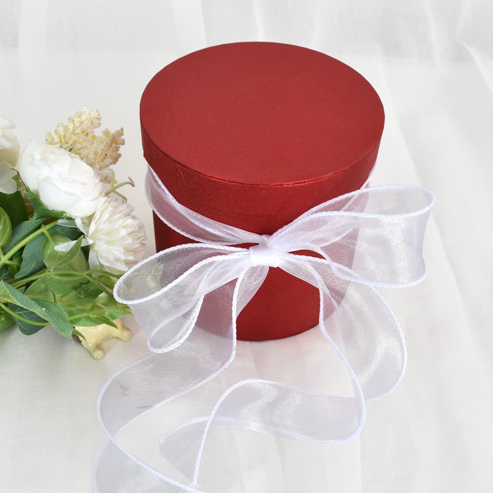 TONIFUL 1-1/2 Inch Wide White Wired Chiffon Ribbon Sheer Organza Ribbons for Crafts Floral Bouquets Wedding Car Party Decorations Valentine's Day Gift Wrapping Bow Making Tree Wreaths Decoration - Image 4