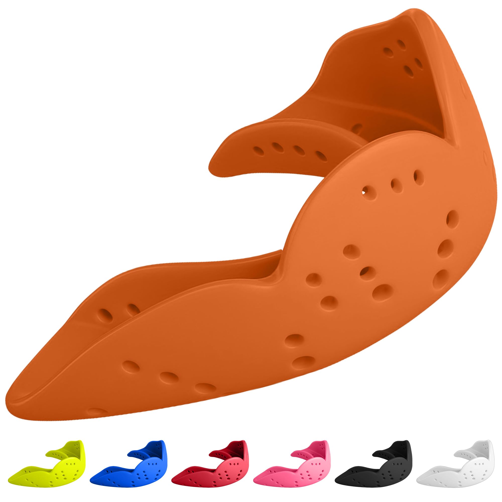 SISU Mouth Guard Aero - Athletic Orange - Ultra Slim Gumshield for Adults & Kids - Custom Fit Rugby Gum Shield- A Remouldable Sports Mouthguard for Boxing, MMA, Hockey - (Medium 5' - 6' Tall)