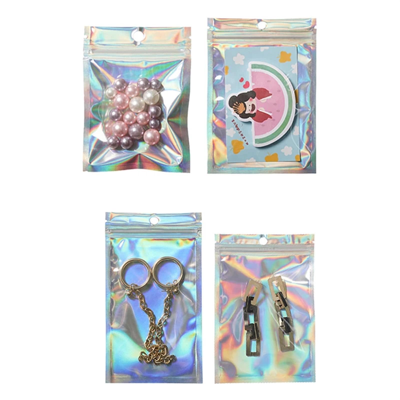 sacchetti con chiusura a zip, Confezione da 50 sacchetti con chiusura a zip in alluminio piatto, autosigillanti, di diverse dimensioni(9x16cm)