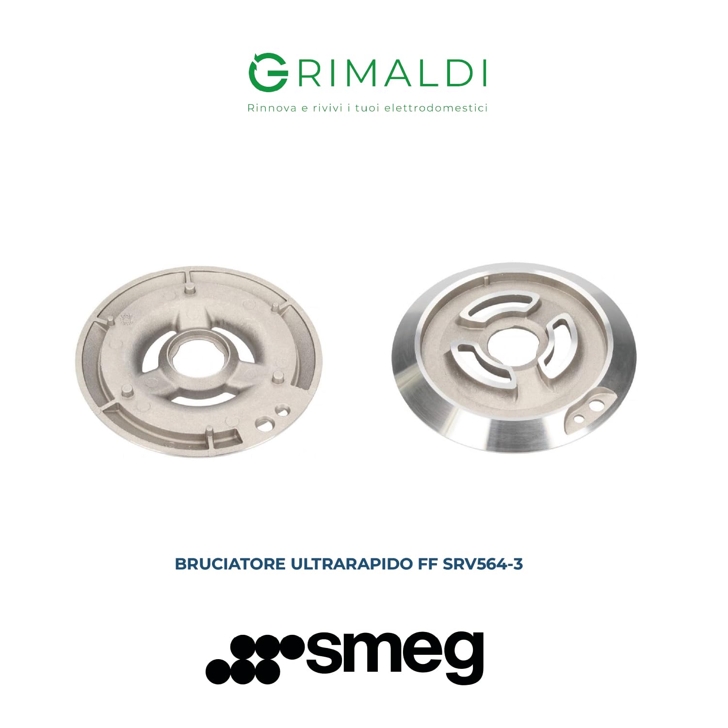 G GRIMALDI Bruciatore Tripla Corona Gigante per Piano Cottura Cucina Compatibile SMEG 870650452 | Bruciatore Gas + Spartifiamma | Ricambio Wok/Alta Potenza