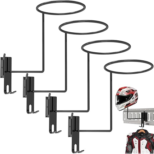 E-Track - Soporte de casco de metal para motocicleta, soporte de casco de motocicleta E Track con 2 ganchos para garaje, taller, accesorios de