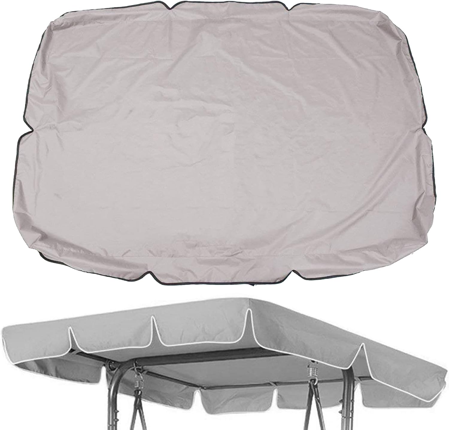 Swing Canopy Cover Replacement, Outdoor Waterproof Rainproof Swing Canopy Sunshade Cover Replacement for Outdoor Garden Patio Porch Yard(Size:190×132×15cm,Color:Grey)