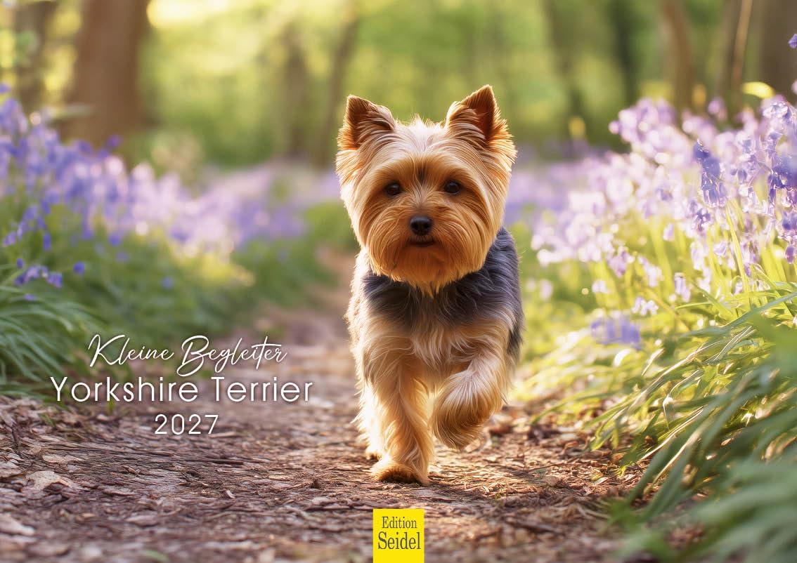 Edition Seidel Kalendarz premium dla małych towarzyszy Yorkshire Terrier 2027 format DIN A4, kalendarz ścienny niemiecki pies szczeniak mężczyzna kobieta