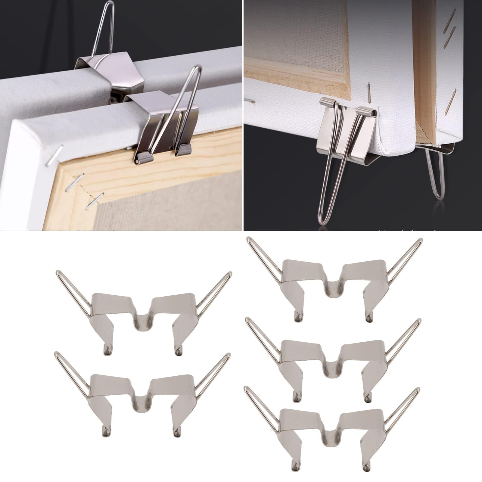 Clip per Tela Bagnata, 5 Pezzi Clip di Protezione per Pittura a Olio Clip di Separazione per Telaio per Pittura a Olio in Acciaio Inossidabile per Evitare L'attrito
