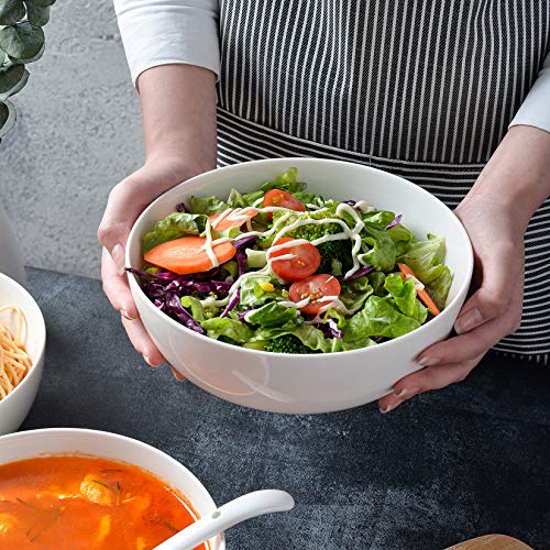 Tglbt 55Oz Porcelain Salad/Soup Bowl- 3 Packs,Serving Bowls For Pasta And Fruit Stackable Round Large,White #TOP1