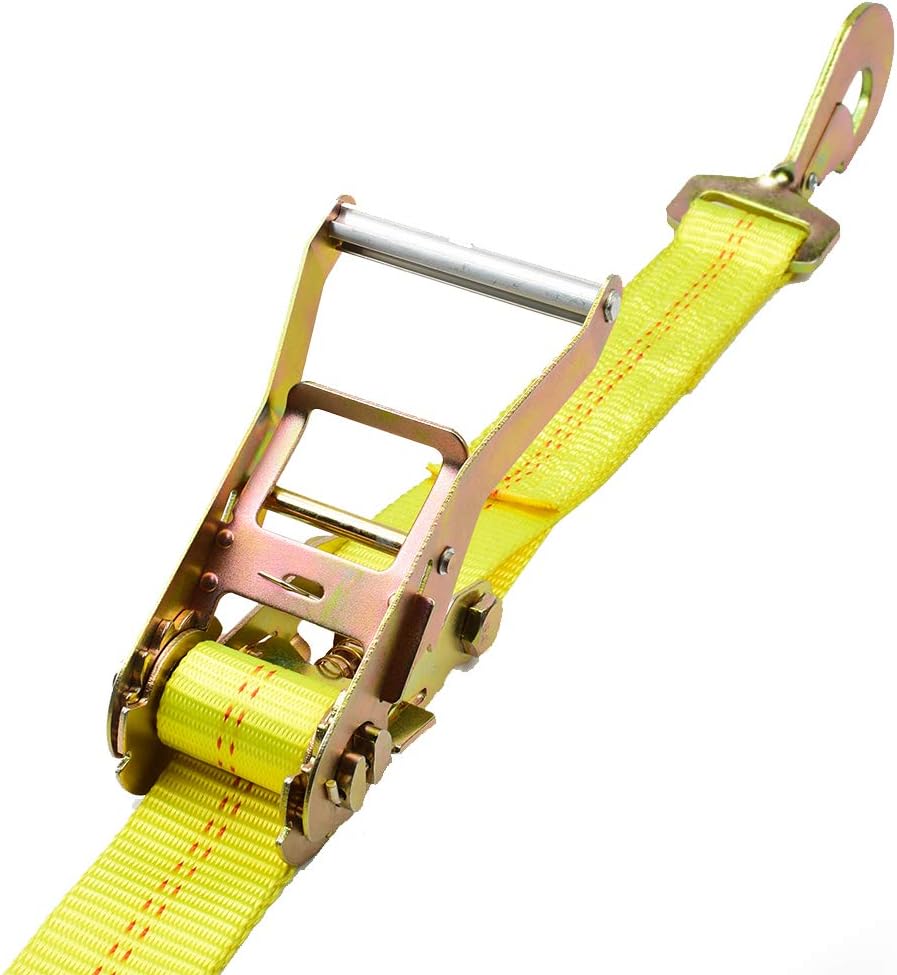 Stay There Axle Tie Down Combo Strap with Snap Hook Ratchet - 2 Inch x 114 Inch - 4 Pack - Classic Yellow - 10000lb Guaranteed Break Strength - Image 4