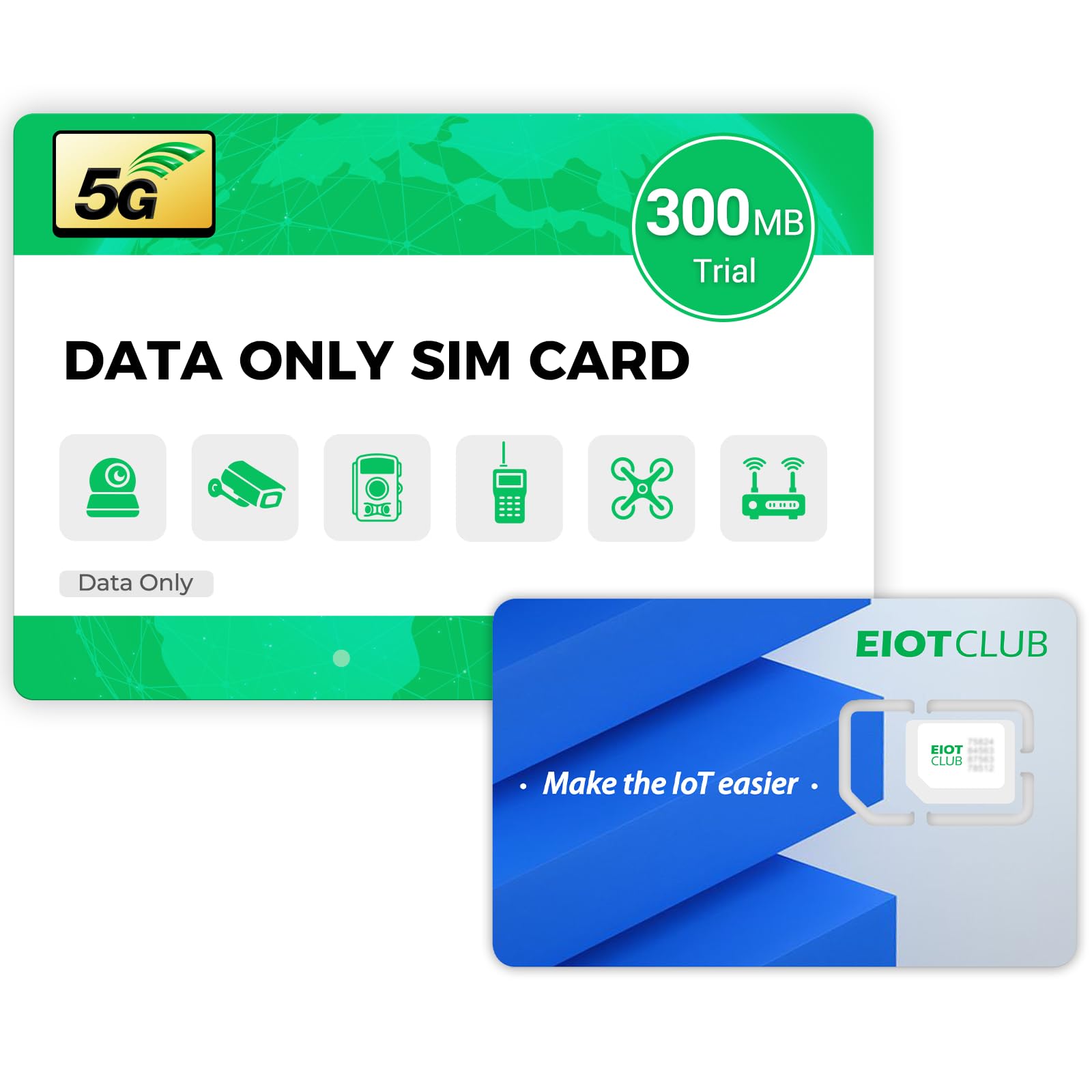Data Only SIM Card Prepaid, 3 in 1 Sim Card for Security Cameras, Solar Cameras, Hunting Trail Cameras, Tablets, and GPS Devices, No Contract (300MB Trial)