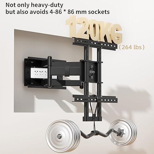 Miniatura 4 de Soporte de pared para TV de movimiento completo horizontal a vertical para 50 a 90 pulgadas, soporte de pared para pantallas LED LCD de hasta 264