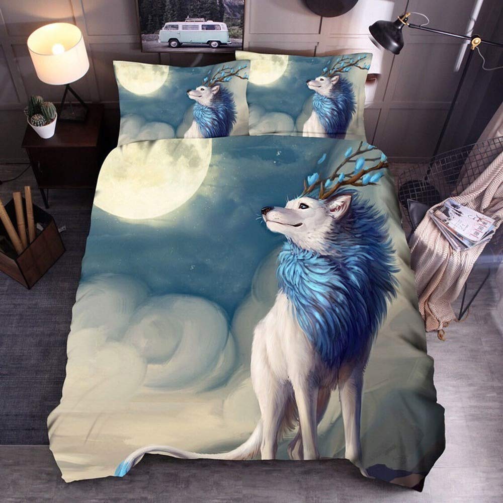 Parure de lit loup housse de couette Queen size pour adulte