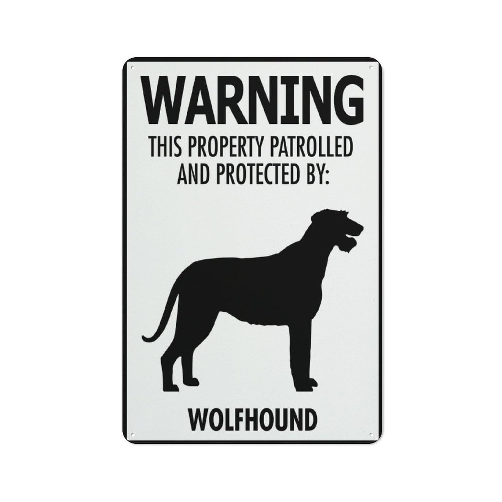 Peiyeety A05 Warning This Property Patrolled And Protected By Wolfhound Sign Outdoor Metal Sign - 12X16 Inches Metal Signs For Business, Workplace, Office, Home, Delivery Signs, Road Signs, Garden Signs