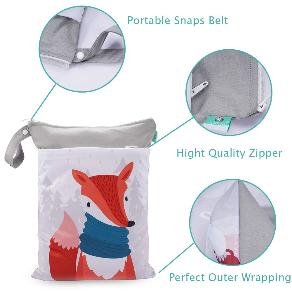 Treer 2 pezzi Borsa per Pannolini Lavabili Riutilizzabile Impermeabile Bambini Neonato Sacchetti per Pannolini Organizzatore da Appendere con cerniera e Maniglia a Scatto (18x25cm,Dente di Leone