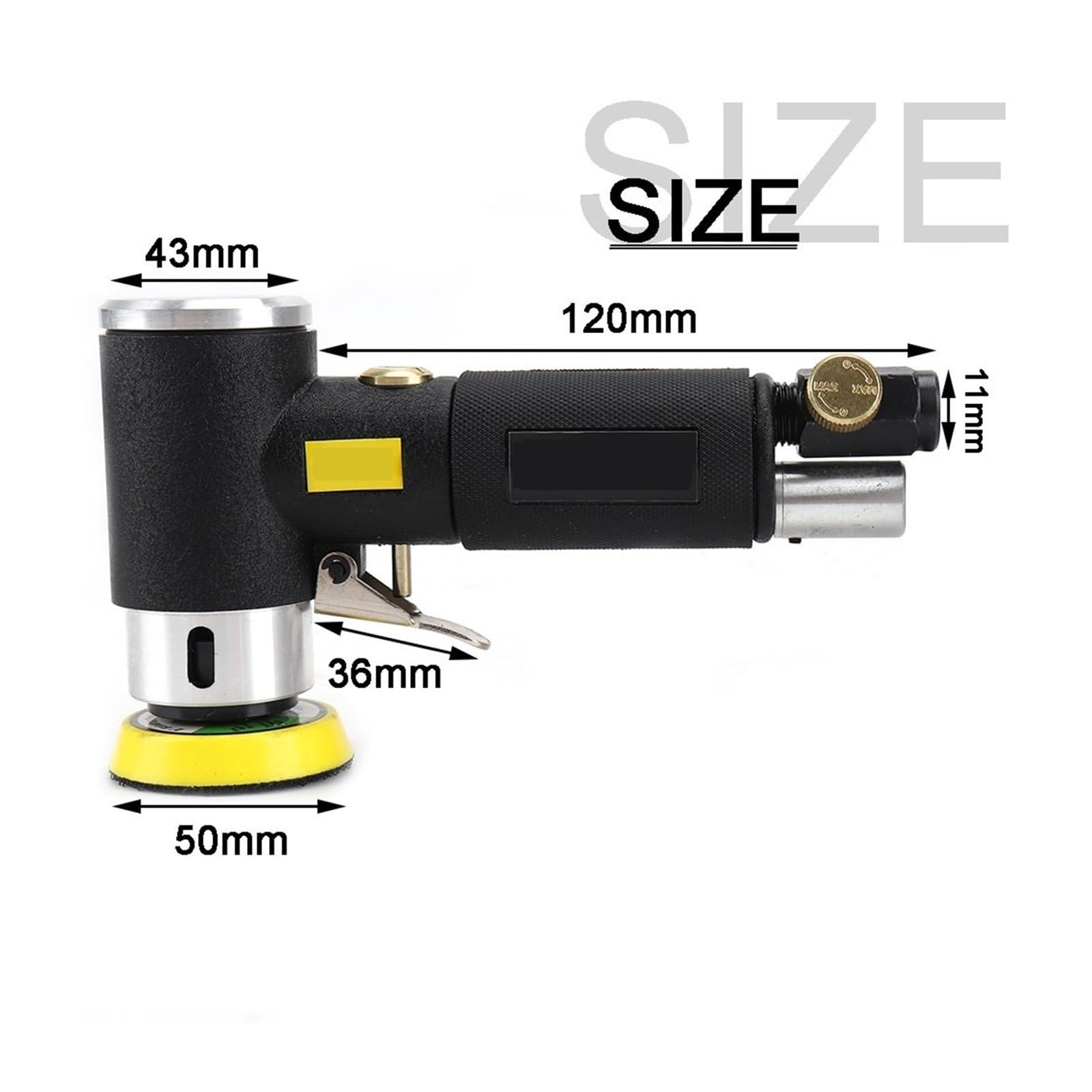 Mini lijadora de aire de 2 "/3", pulidora neumática de doble acción, máquina pulidora, Kit de lijado for acabado de superficie de carrocería automática - Velocidad ajustable(Black Air Sander)