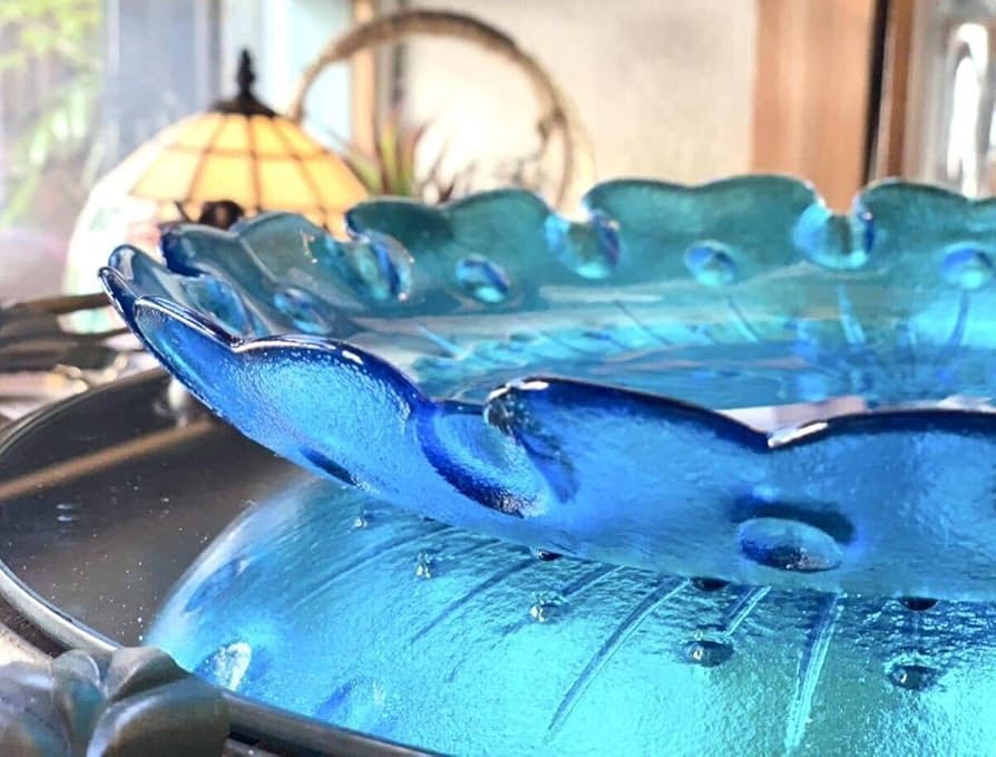 【未使用品】ガラス作家さんの青のプレート 未使用品】ガラス作家さんの青のプレート 未使用品】ガラス作家さん