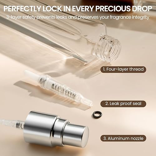 Miniatura 5 de Atomizador de Perfume Cryslora, Envase de Perfume de Vidrio, Botella de Viaje Recargable, Botella de Spray de Fragancia Portátil Vacía a Prueba de