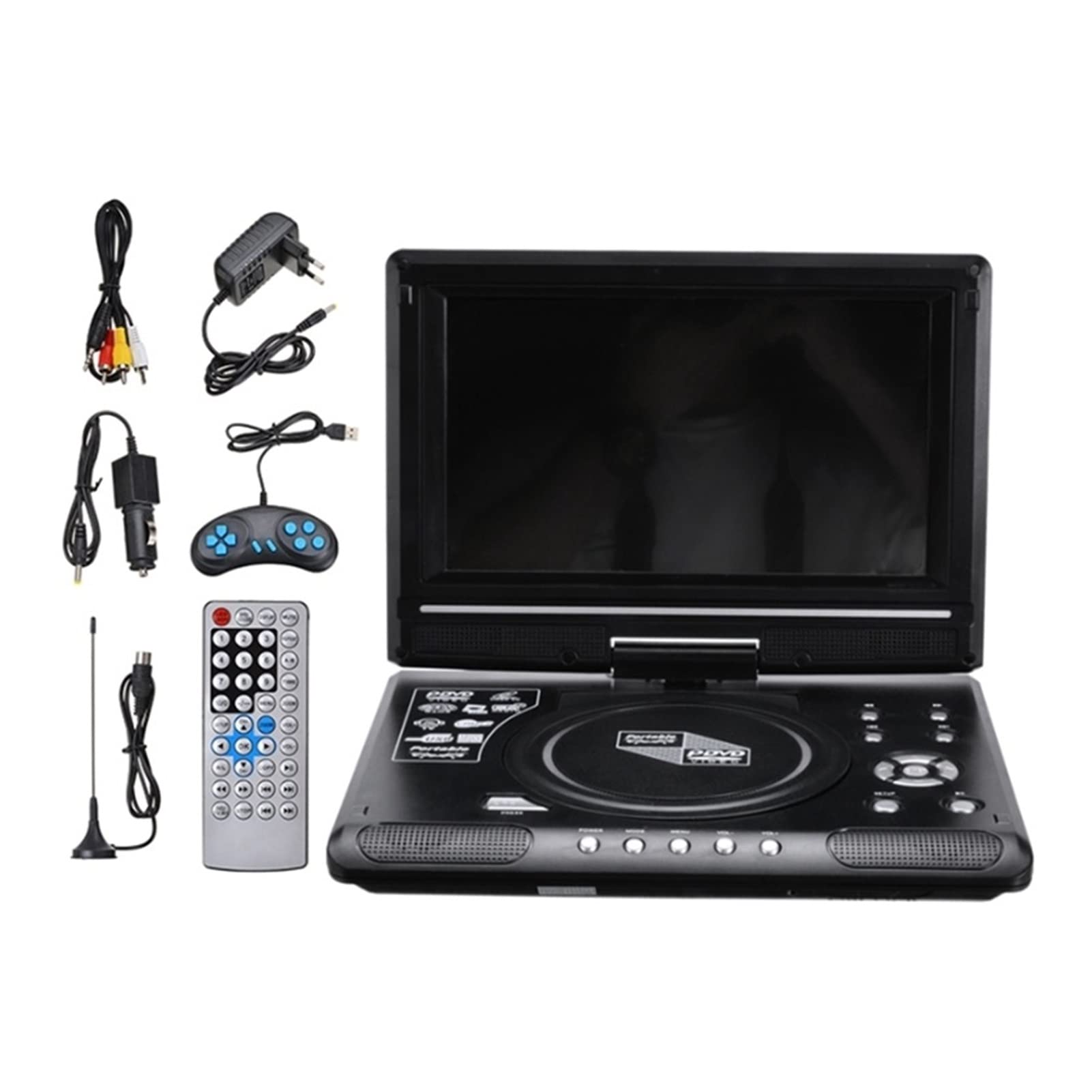Coche casero portátil de 9.8 Pulgadas DVD Jugador CD VCD Juego televisión Jugador USB Adaptador de Radio Soporte FM Radio Recepción,Compatible con La MayoríA De Dispositivos