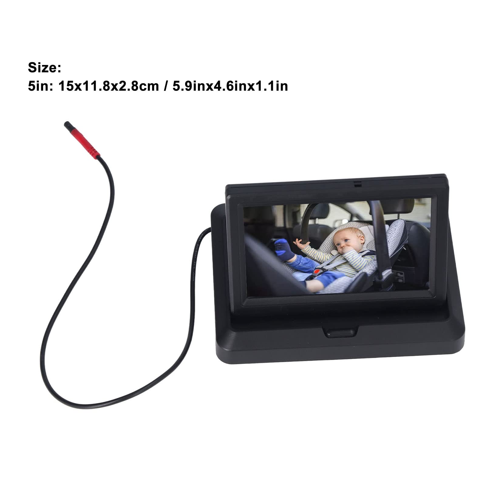 Caméra Voiture Bébé Réglable Clair Lumière Grand Angle Arrière Caméra de Siège pour Bébé Sécurité Clarté Angle Stable Matière Plastique Installation Facile Vision Nocturne (5,0 Pouces)