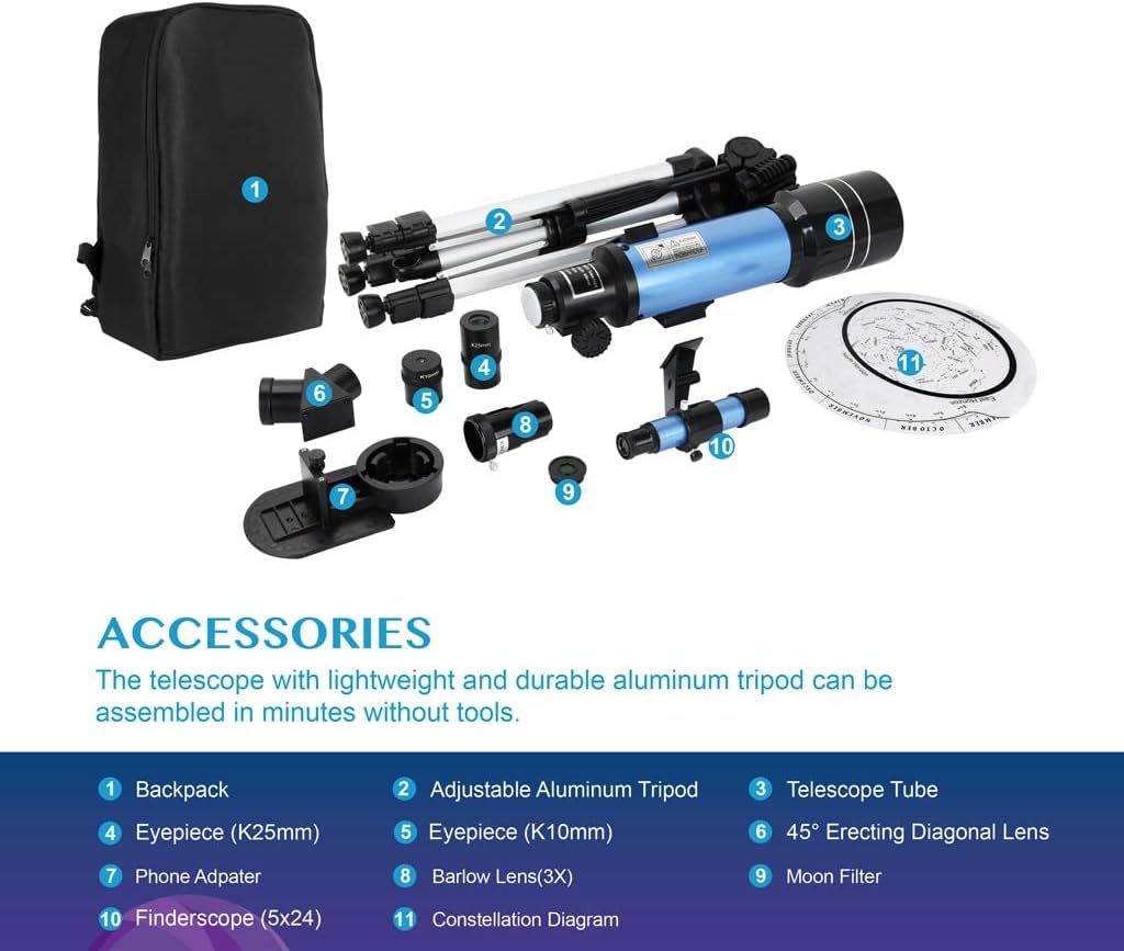 Outdoor Monocular Space Astronomical Telescope with Backpack Terrestrial Space Telescope Gift for Moon Watching