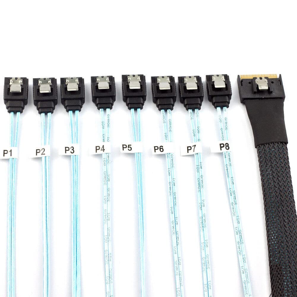PCI-E Slimline SAS SFF-8654 8I a 8 Puertos SATA Cable de conversión de Disco Duro (0.8m,Black)