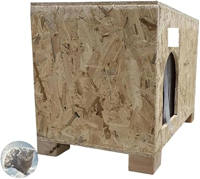 Reyo Cat House Outdoor Suitable Wooden Cat House OSB 61x41x36 cm - CAT48