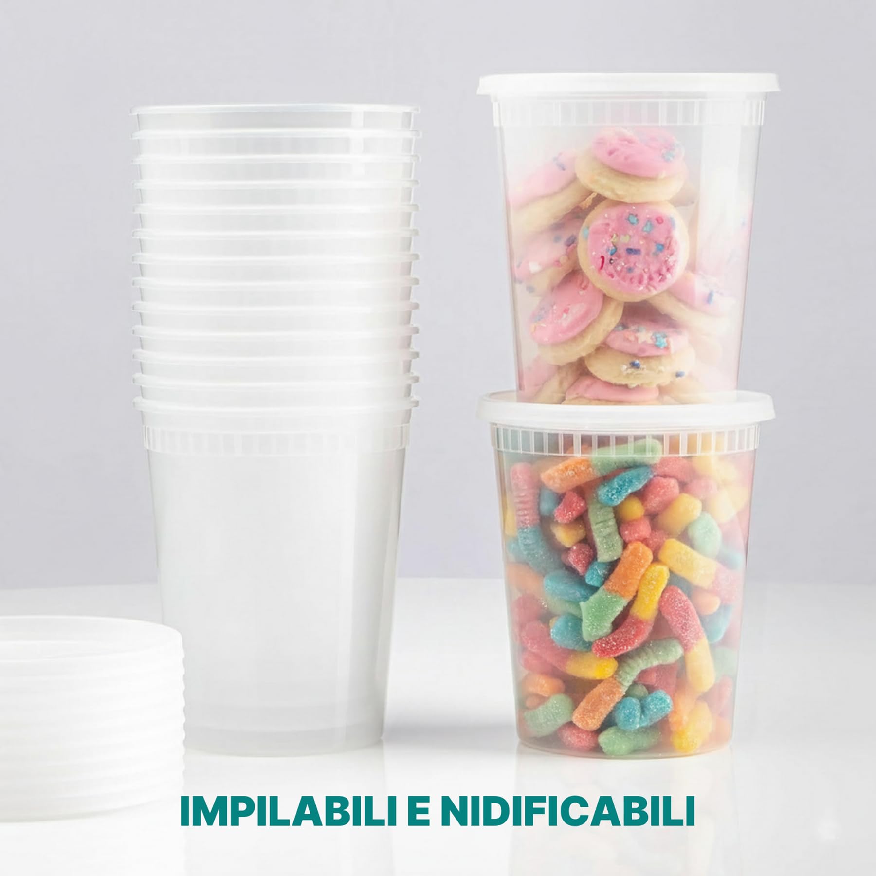 JoyServe 946,3 ml contenitori alimentari (36 set) – contenitori ermetici in plastica 1 L con coperchi, senza BPA, per asporto/meal prep/zuppe, adatti a freezer, microonde e lavastoviglie