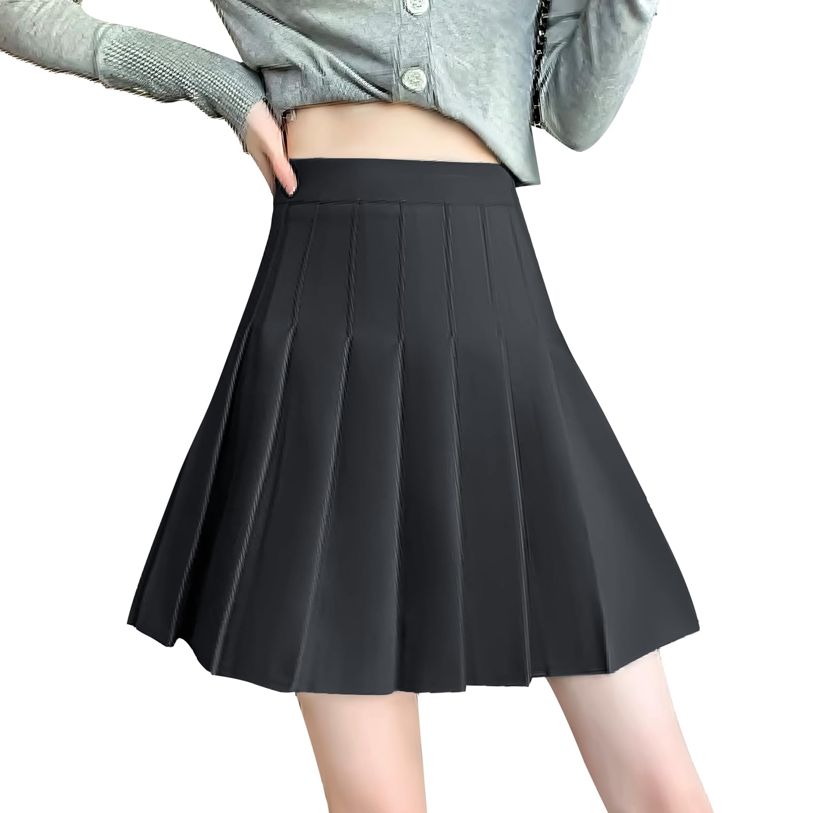 MGizo DtiSpectrum Falda Plisada De Cintura Alta para Mujer Mini Falda Corta para Niñas Faldas De Uniforme Escolar De Tenis Patinador De Color Sólido con Forro Suave