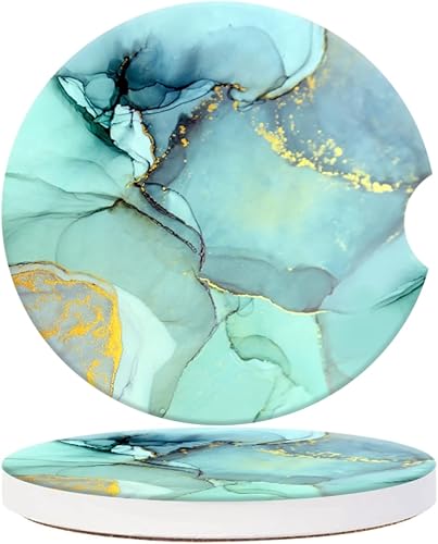 Miniatura 14 de Portavasos para automóvil, posavasos de cerámica con estampado abstracto de mármol negro, antideslizante, con agarre para la punta del dedo,