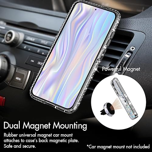 Miniatura 4 de Silverback Funda para Samsung Galaxy S23 Plus, funda con purpurina holográfica líquida en movimiento con soporte, para niñas y mujeres, funda