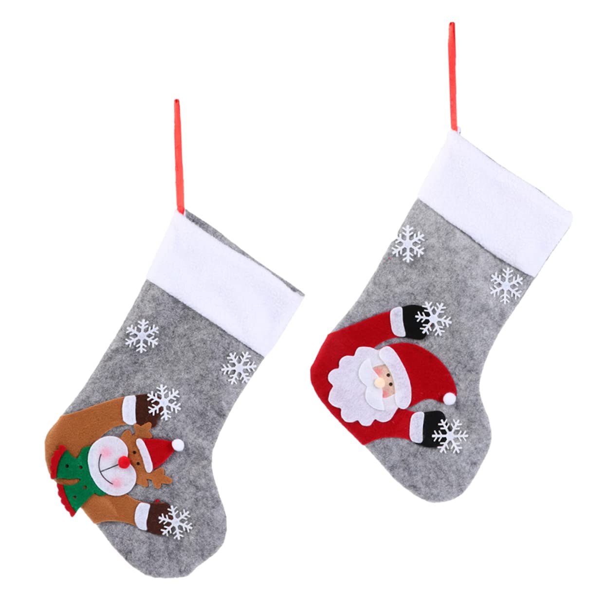 Chaussette de Noël lumineuse tricotée avec décorations Père Noël et bonbons | Lot de 3