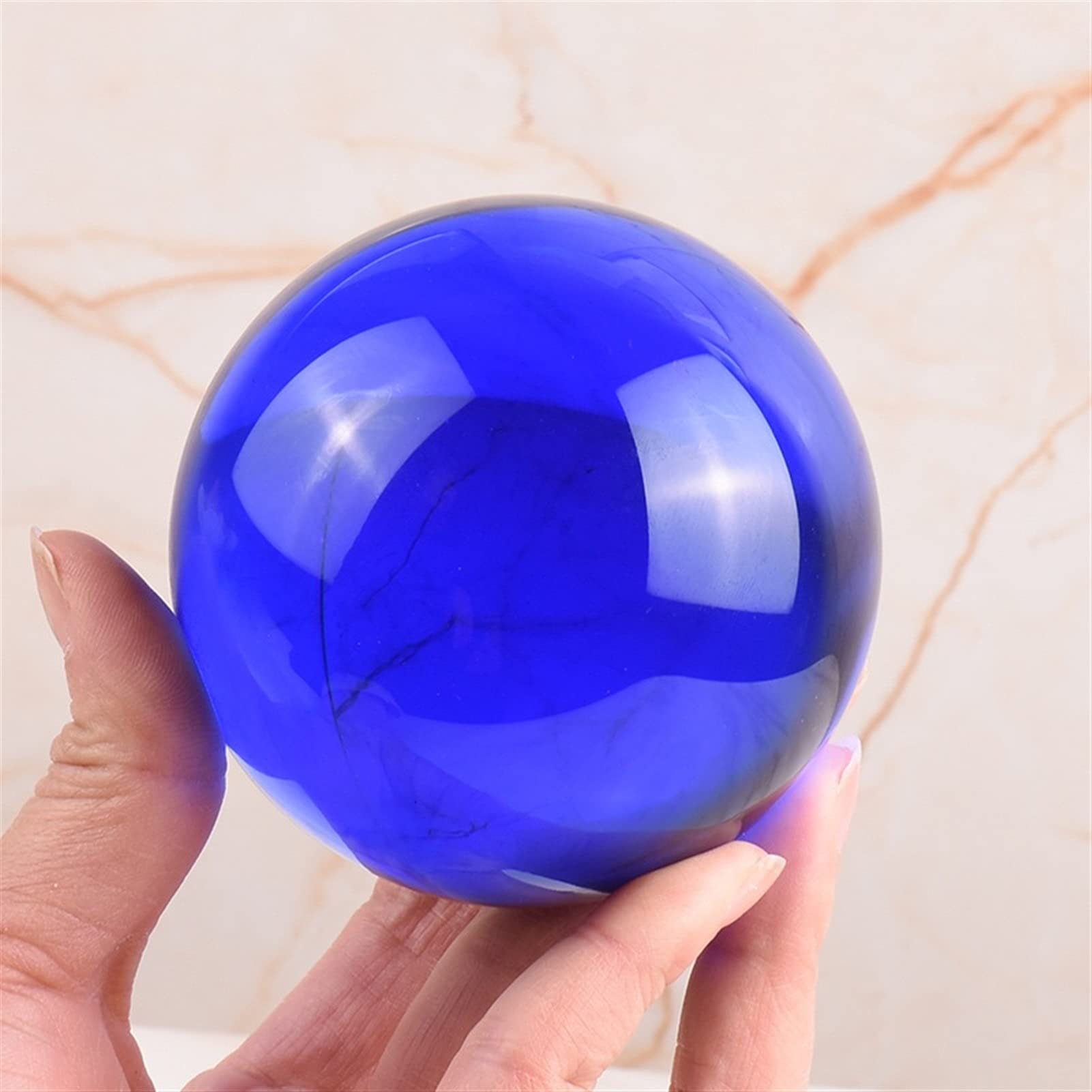 bola de cristal (en la magia occidental) 6 cm 8 cm Bola de cristal azul Decoración Regalo Feng Shui Ball Sala de estar Inicio Porche ventana Oficina Decoración Decoración del hogar bola de cristal(D 8
