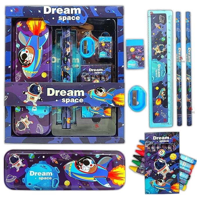 MSGH Combo of Pen(Glitter) with Kids Cartoon Hello Kitty Printed Stationary Set for Girls Boys - with Pencil case,Two Pencils Eraser, Scale, Sharpener and Crayon. (DREAMSPACE) (B0BC3W98VM) Amazon Price History, Amazon Price Tracker
