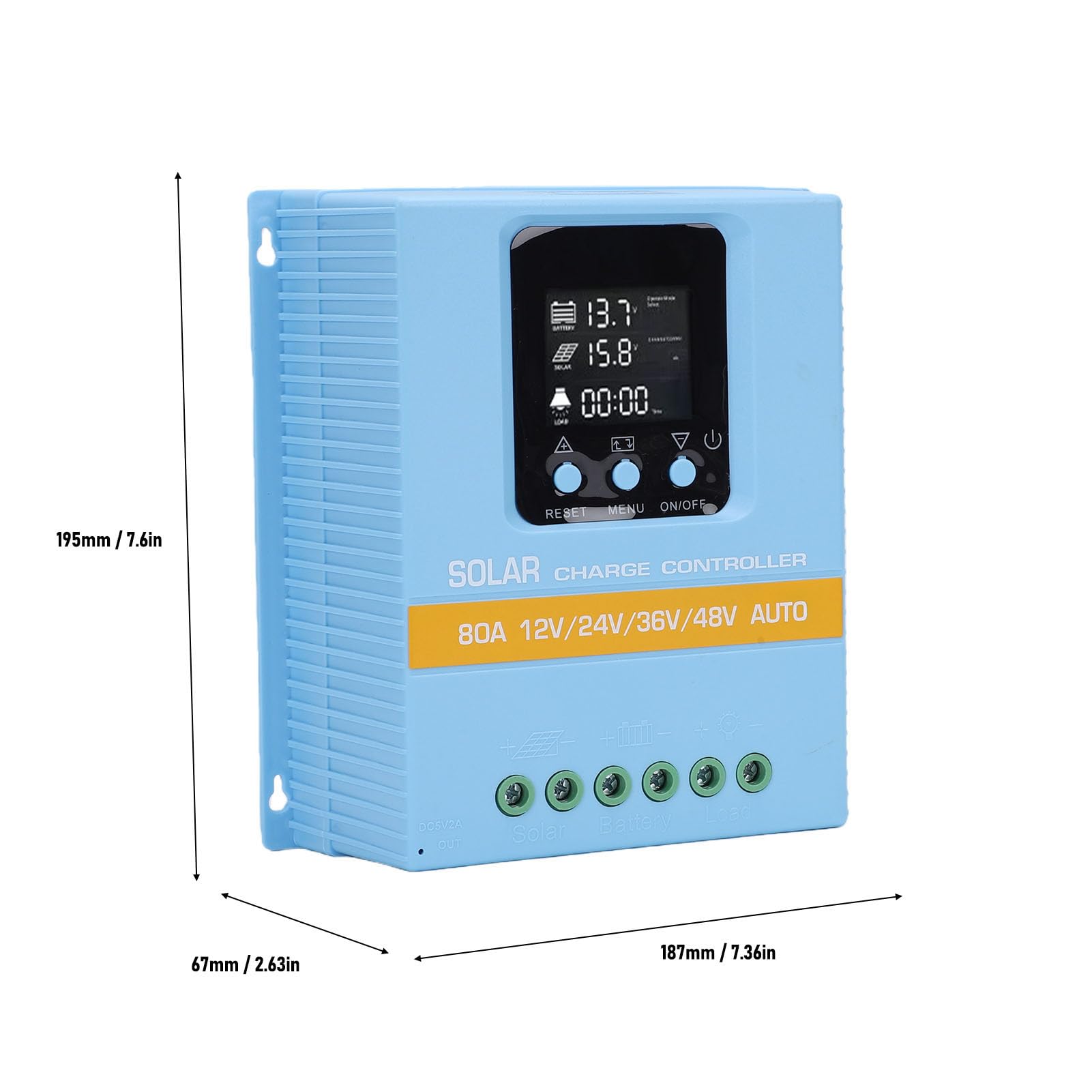 FTVOGUE Contrôleur de Charge Solaire MPPT 80A LCD Double USB 12V 48V