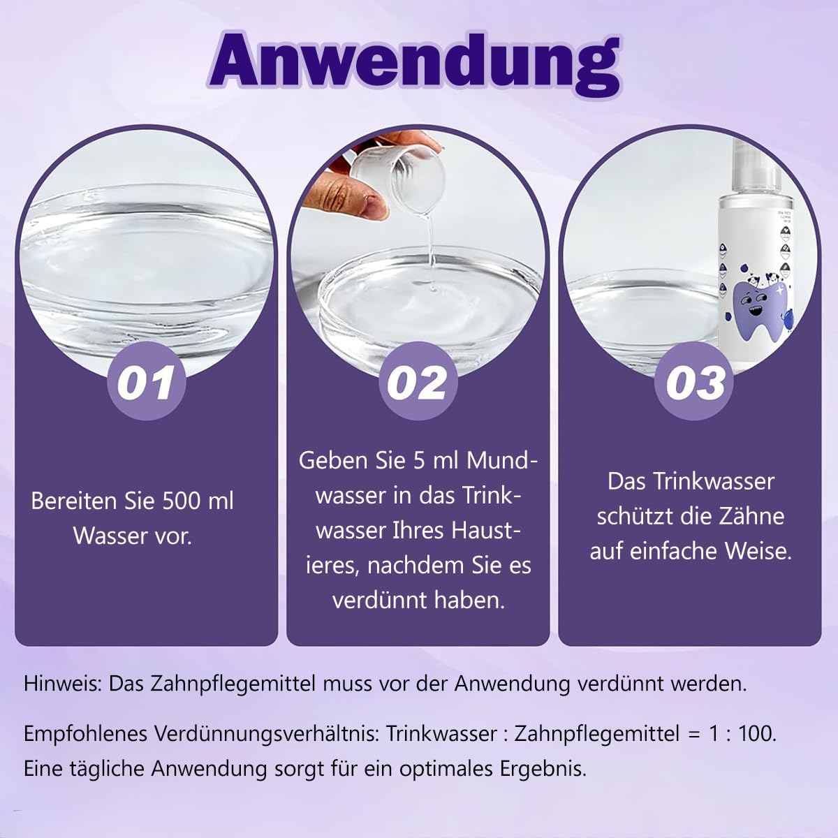 Paw Bright Dental Plus Zahnpflege für Haustiere geruchs und geschmacksneutrale Formel zur Bekämpfung von Zahnstein fördert gesundes Zahnfleisch und erfrischt den Atem (200ml*3)