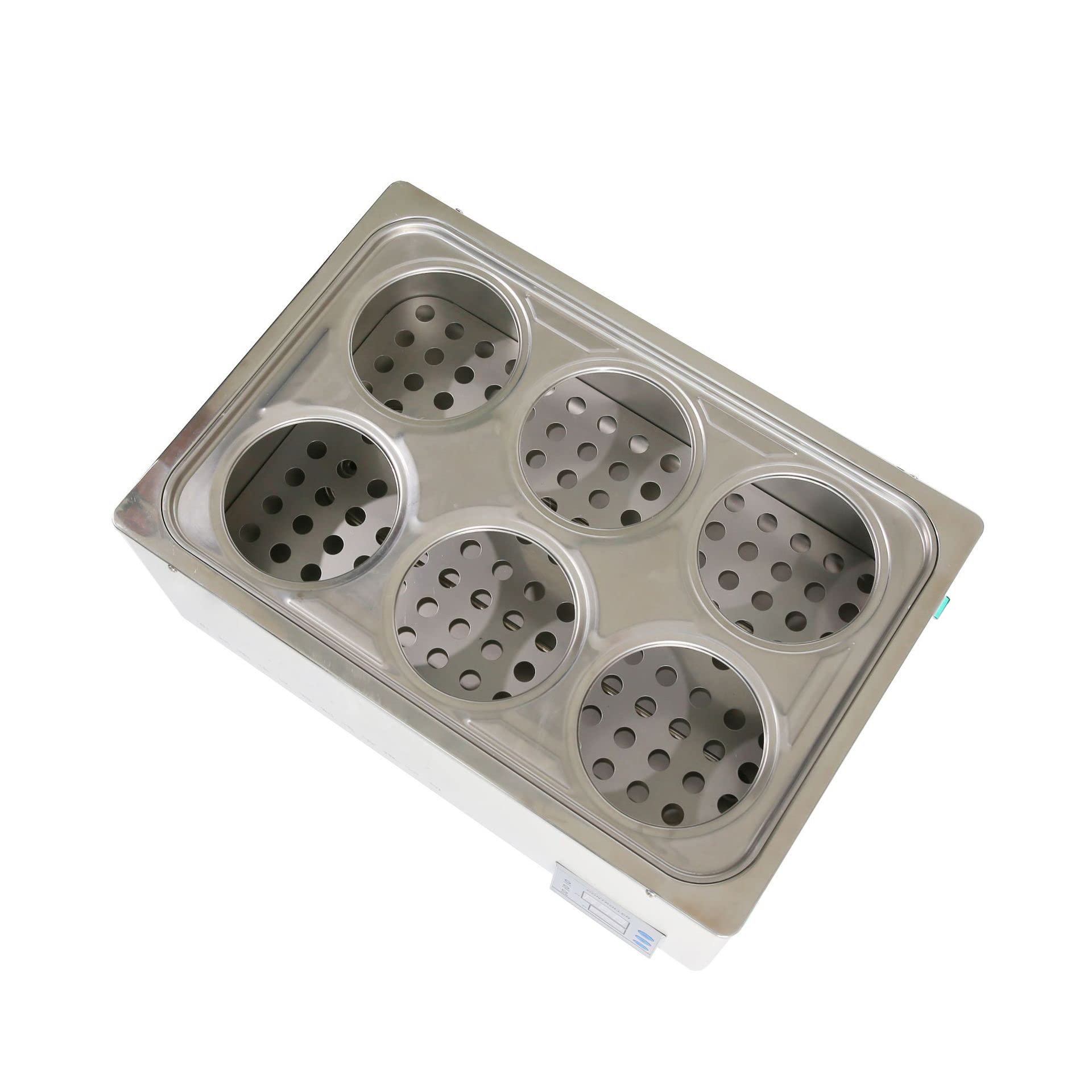 Bain-marie de laboratoire thermostatique à chauffage électrique, 1200W anti-brûlure sèche, réservoir intérieur en acier inoxydable 304 d'une capacité de 20L 6 ouvertures