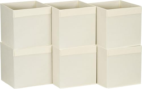 Household Essentials - Cajas plegables de tela. Natural,Azul marino