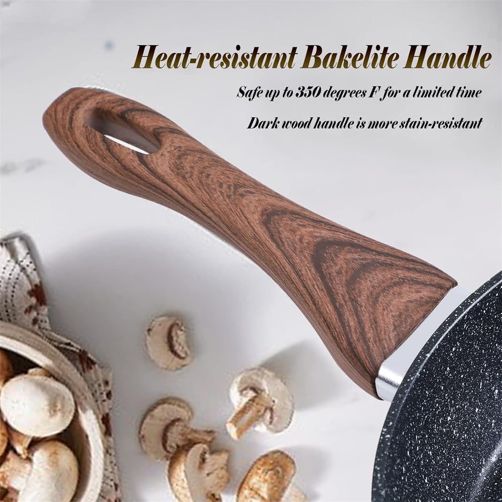Set di Pentole E Padelle Antiaderenti, 15 Pezzi, Nero, per Induzione, Cucina Sana, Martellata, Nero, 15 Pezzi