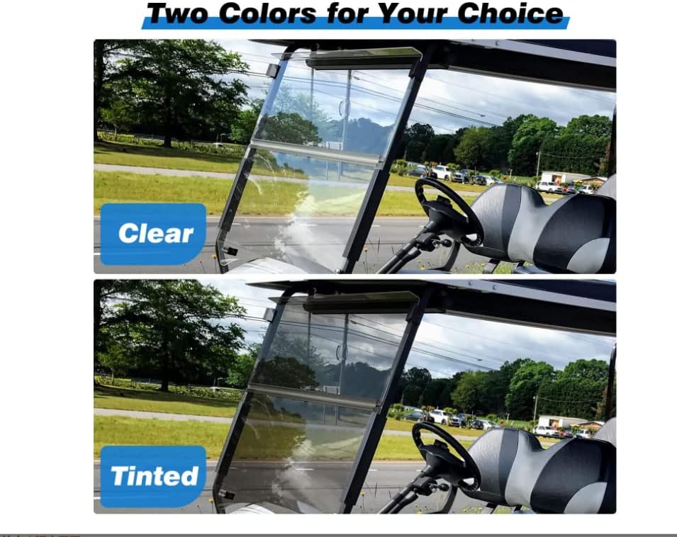 Miniatura 7 de Tinted Club Car Precedent - Parabrisas para carrito de golf compatible con modelos 04-21, parabrisas plegable para carrito de golf, resistente a los