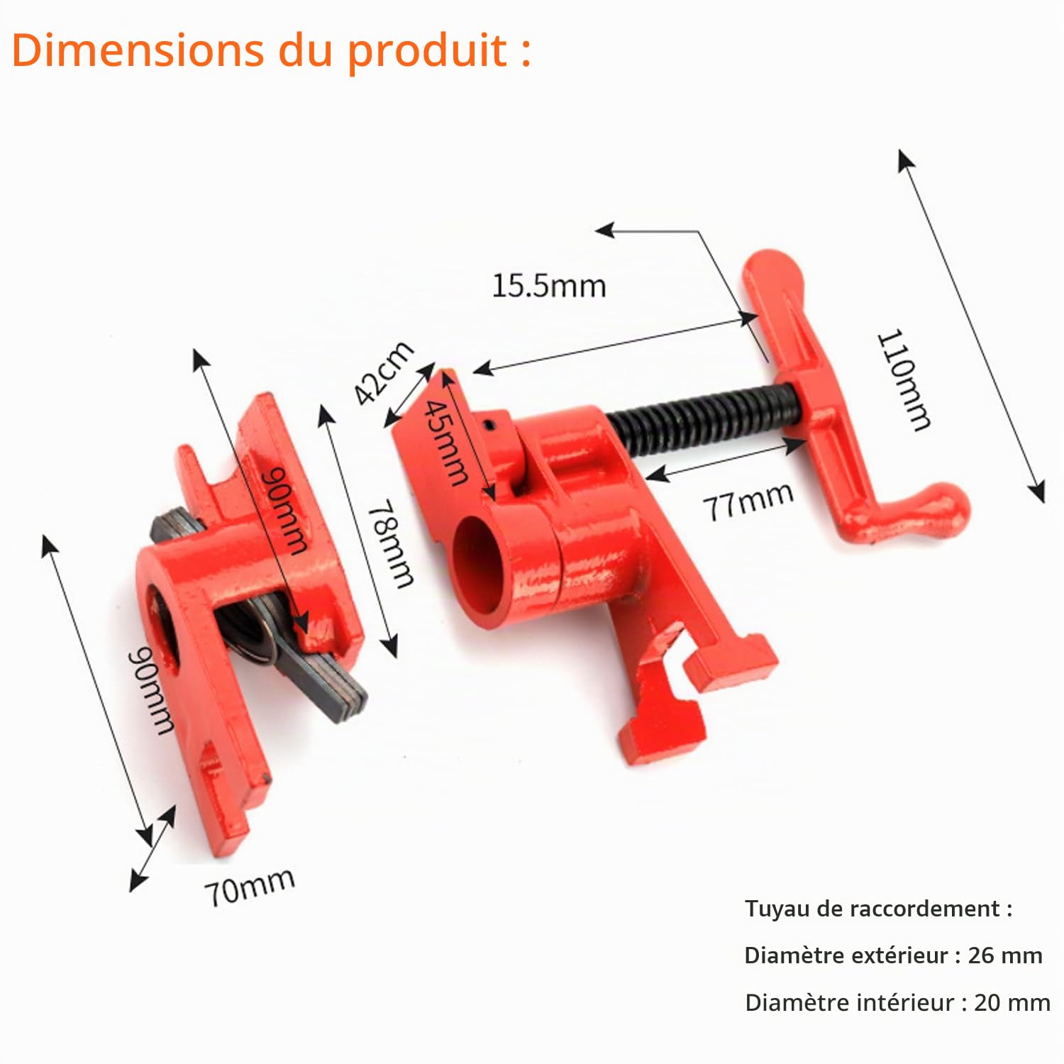 8 Pièces 3/4" Serre Joint Dormant à Tube - Collier de Serrage Rapide Haut Résistance pour Tuyaux/Raccords/Câbles (Antidérapant & Résistant)