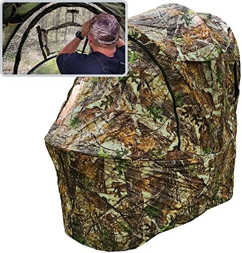 AYIN Hunting Chair Blind See Through with Carrying Bag, 1 Person Pop Up Ground Chair Blinds 270 Degree, Portable Durable Hunting Chair Tent for Deer & Turkey Hunting (Camouflage)