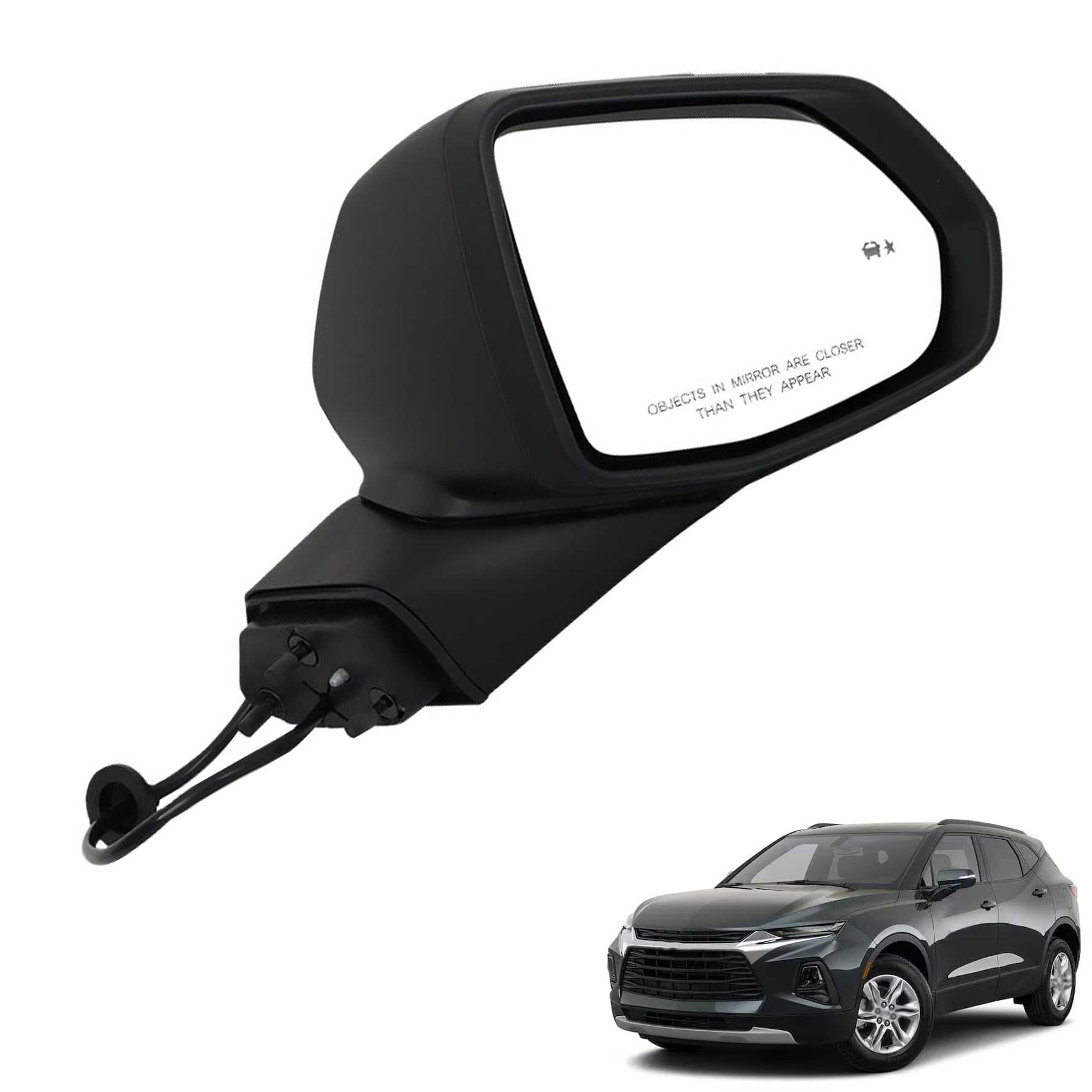 munirater Right Passenger Side Mirror Power Heated Manual Fold With Turn Signal Blind Spot Detection 8 Pin Replacement for 2019-2021 Blazer 84698489