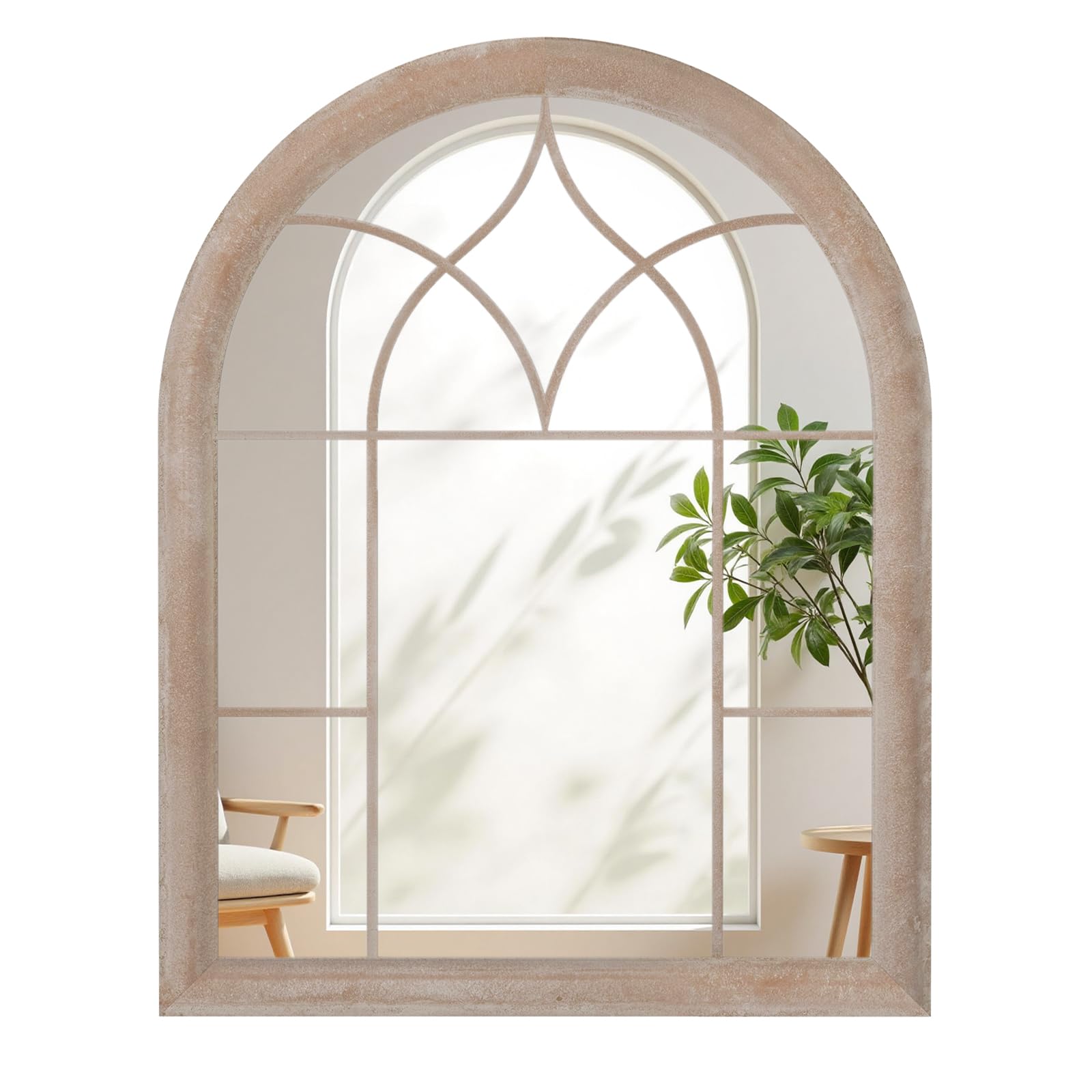 LIFEZEAL - Specchio Decorativo Ad Arco A Parete, Specchio Con Cornice In Metallo Rustico E Vetro Ad Alta Definizione, Decorazione Con Motivi A Reticolo Per Soggiorno, Camera Da Letto, Ingresso (69 x