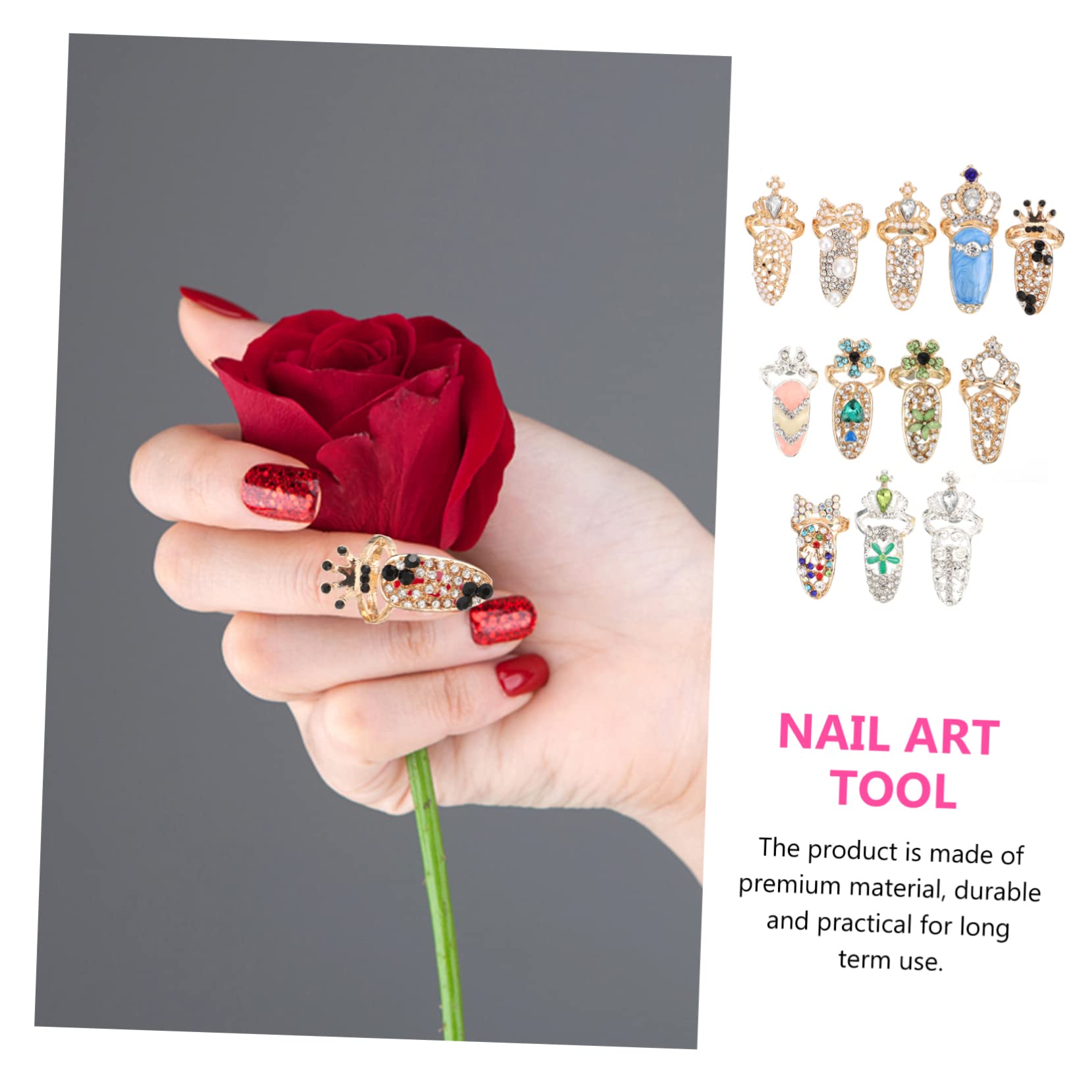 FRCOLOR 36stücke Nagelkunst Charms Verstellbare Fingernagel Dekoration Für Kreative Maniküre Für Kostümpartys Und Festivals